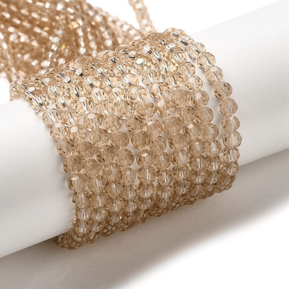 Glasperler – Transparent, Facetterede Runde (4mm) - Uniq Perler -