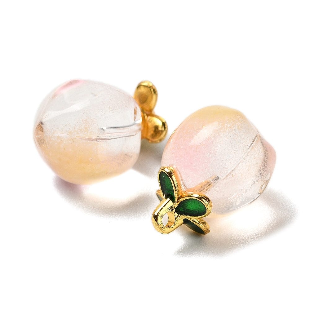 Glasvedhæng – Fersken - To - farvet, 17 mm,(2 stk.) - Uniq Perler - 115667