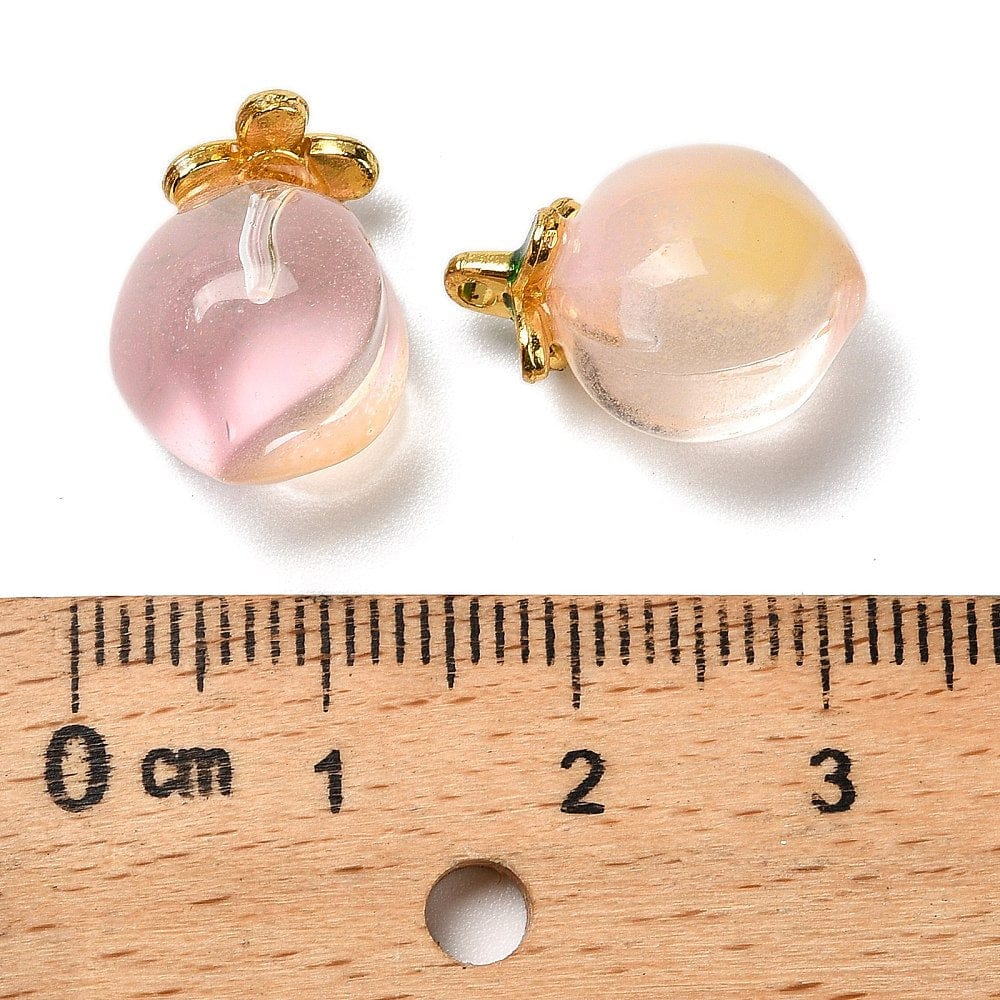 Glasvedhæng – Fersken - To - farvet, 17 mm,(2 stk.) - Uniq Perler - 115667