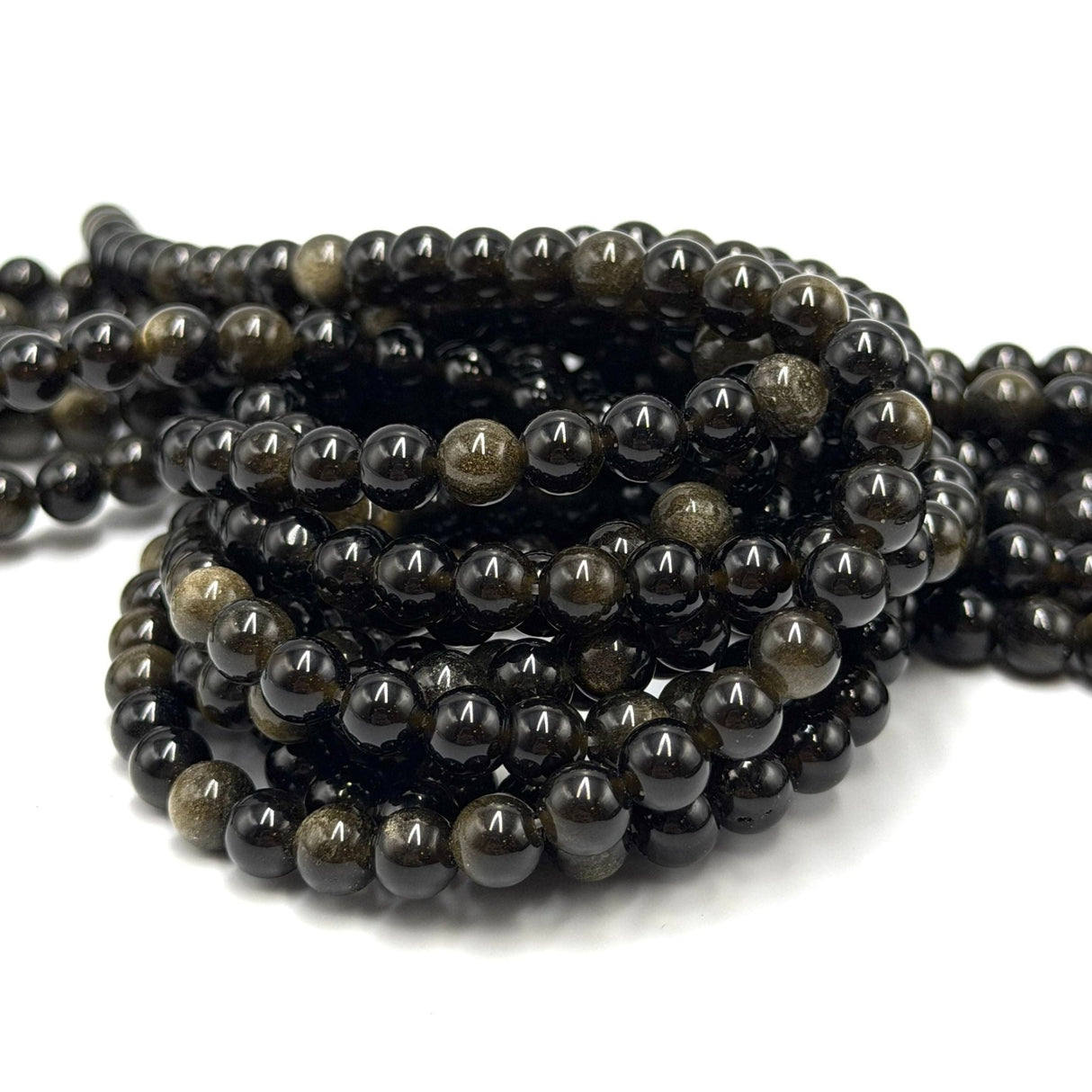 Golden Obsidian Perler – Rund (6mm) - Uniq Perler - 118050