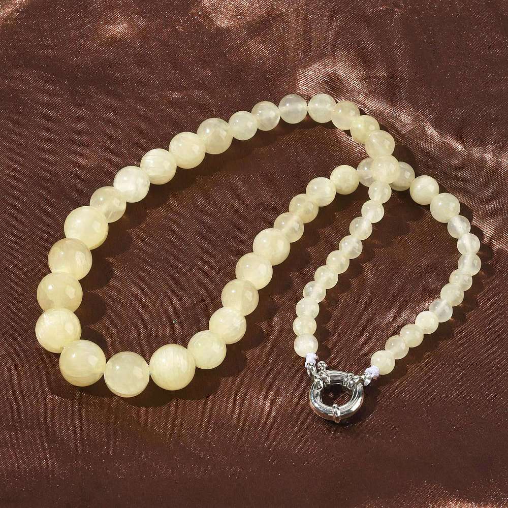 Golden Silk Jade Necklace – Finished with Spring Ring Clasp (47.7cm)