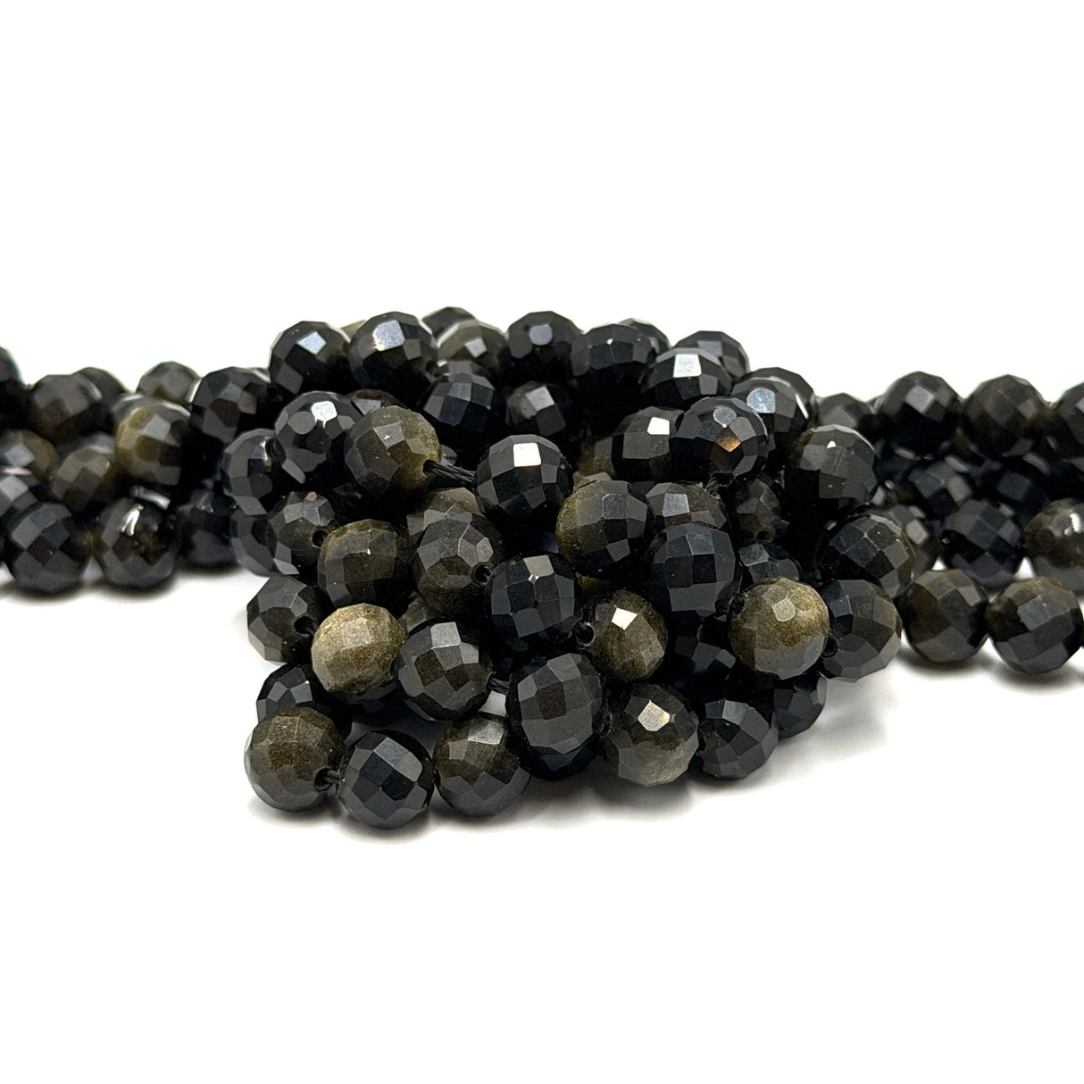 Golden Obsidian Beads – Faceted Round (8mm)