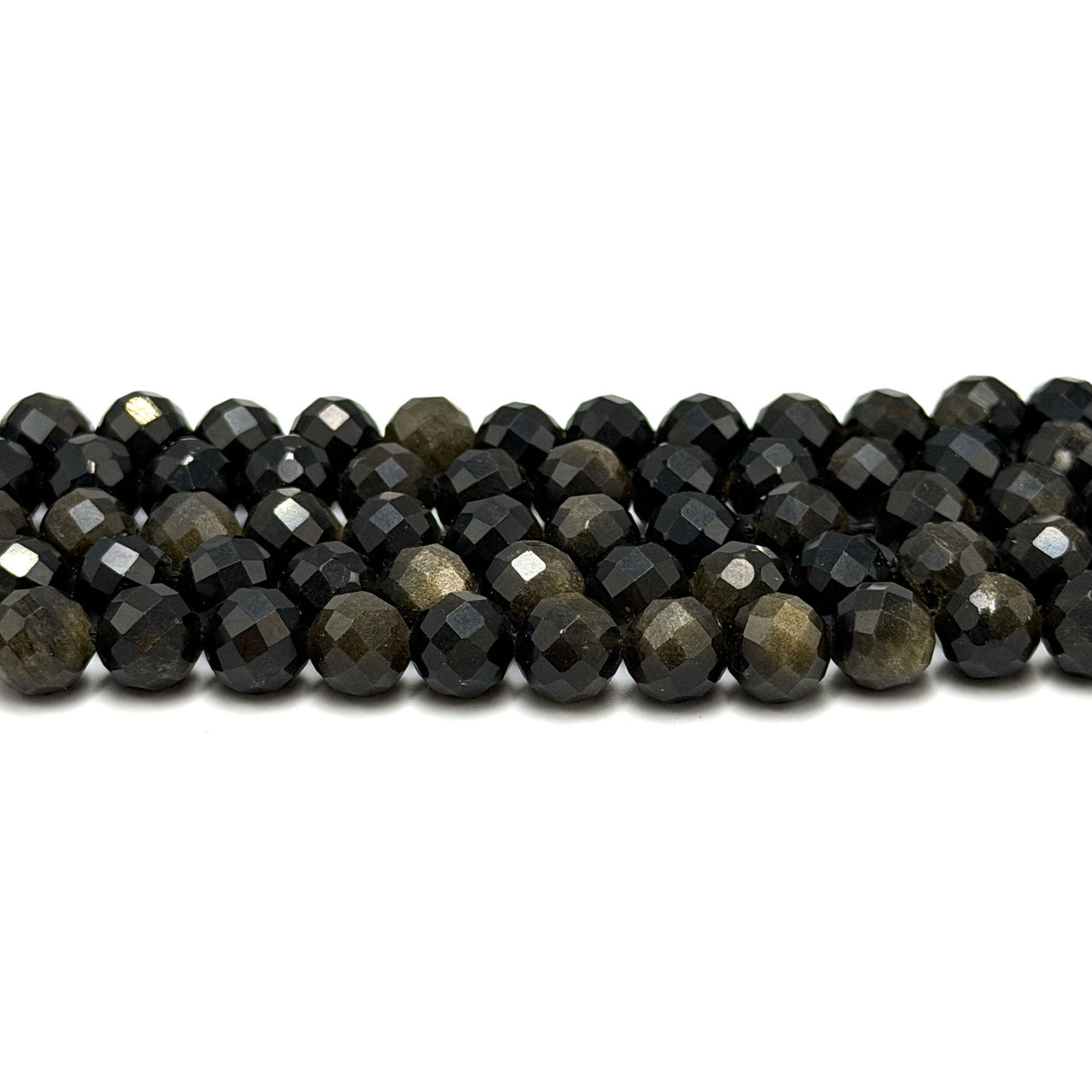 Golden Obsidian Beads – Faceted Round (8mm)