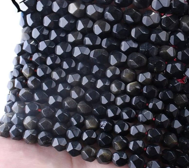 Golden(Gylden) Obsidian Perler – Star Cut (10mm) - Uniq Perler - 117973