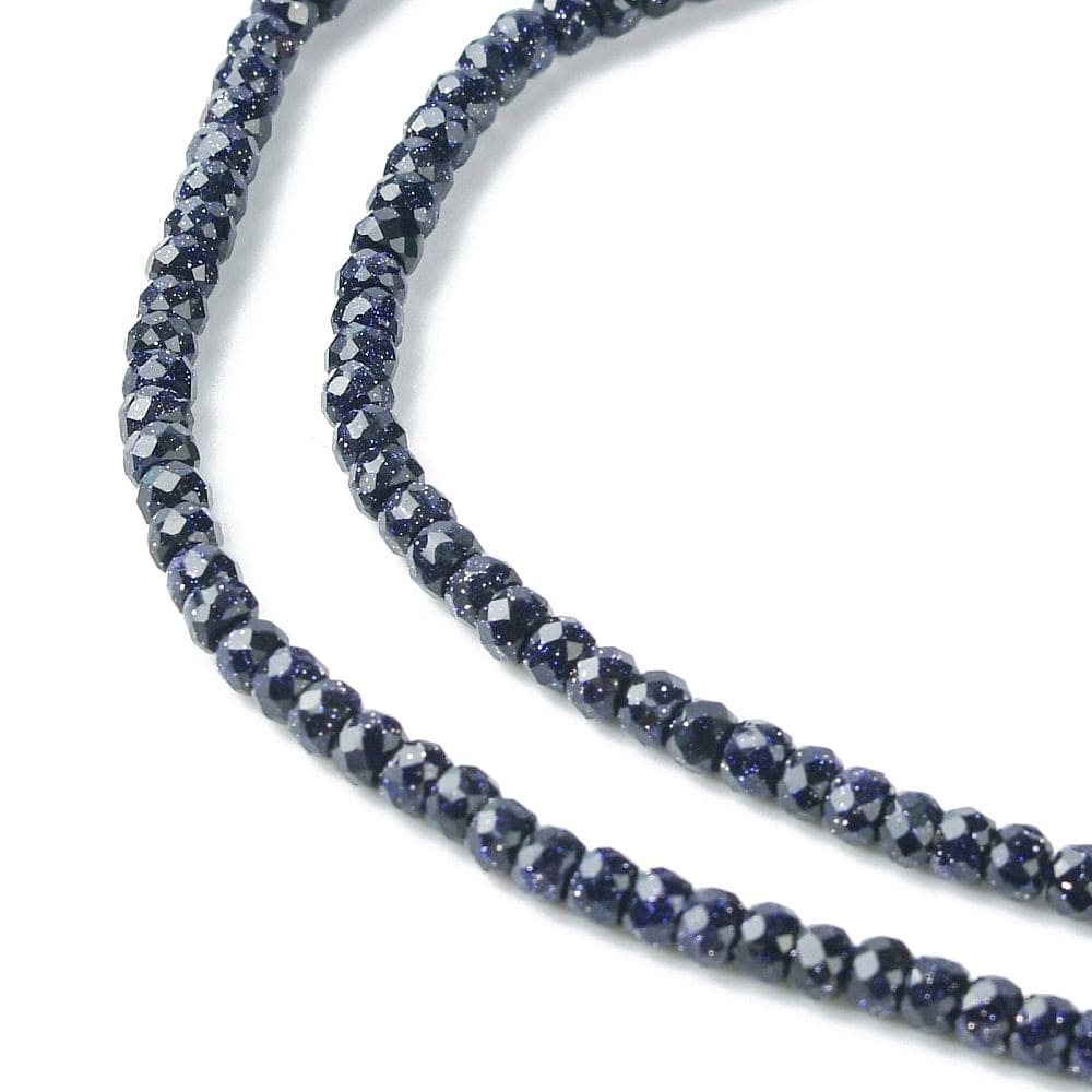 Goldstone – Blå, Facetteret (3x2mm) - Uniq Perler - 0001489785