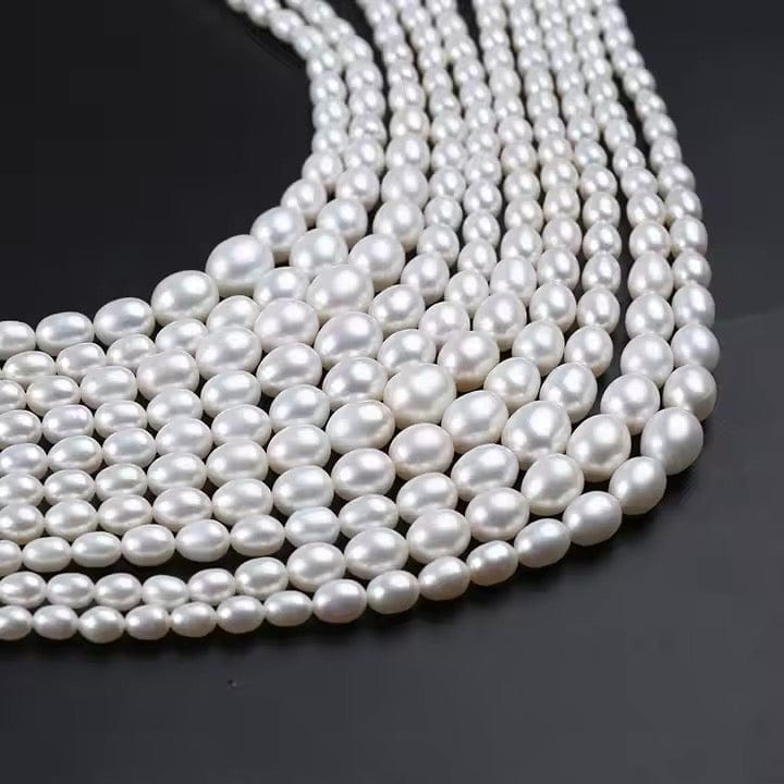 Graduerede Rice Ferskvandsperler - Grade AAA (Hvid, 4 - 9mm) - Uniq Perler - 313168