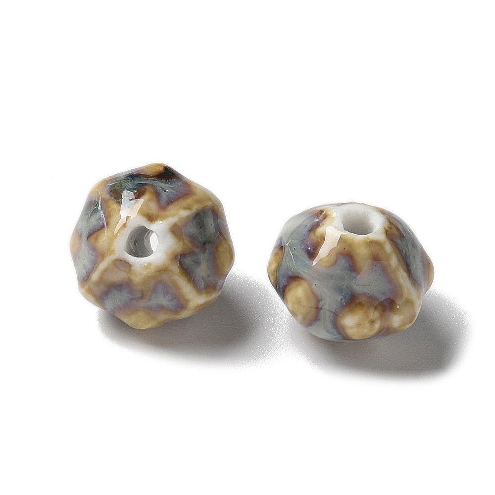 Græskar Porcelænsperler – Vintage, Lysegrå (12~13x10,5~11mm) 4 stk. - Uniq Perler - 122800