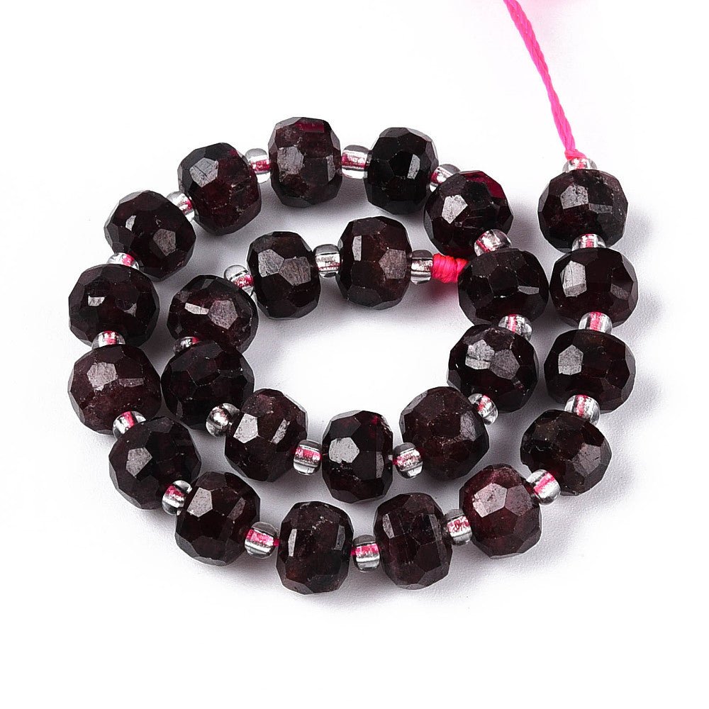 Granat Perler – Facetterede Rondeller (7~8.5mm) - Uniq Perler -
