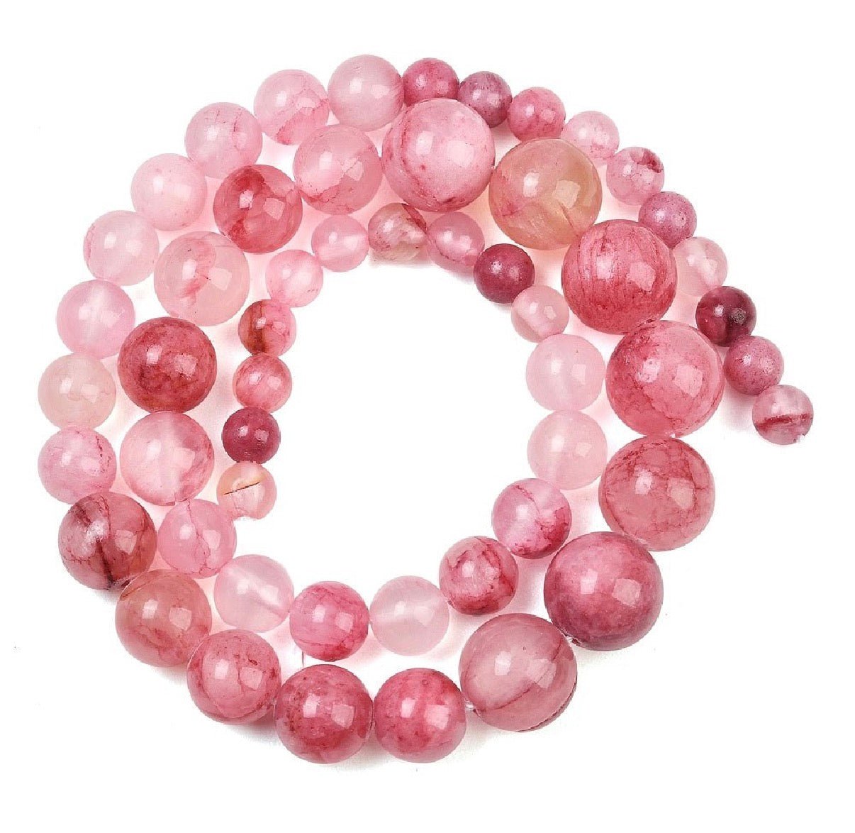 Green Jade Perler – Gradueret-Runde, Cerise (6~12mm) - Uniq Perler - 124994