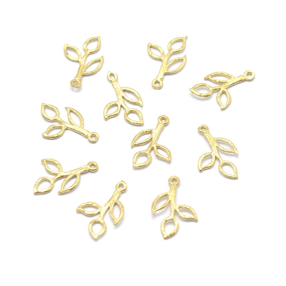 Gren Vedhæng, 18K Forgyldt, 13x8x0,5mm, 10 Stk - Uniq Perler - 111532