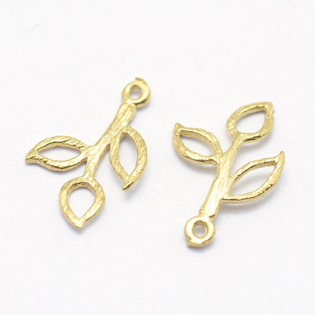 Gren Vedhæng, 18K Forgyldt, 13x8x0,5mm, 10 Stk - Uniq Perler - 111532