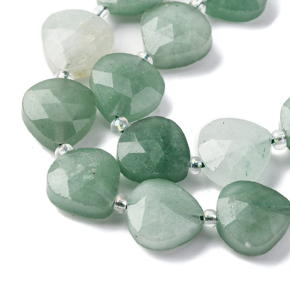Grøn Aventurin Perler – Facetterede Hjerter (12mm) - Uniq Perler - 115777