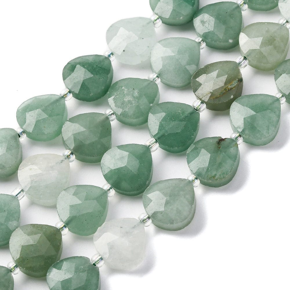 Grøn Aventurin Perler – Facetterede Hjerter (12mm) - Uniq Perler - 115777