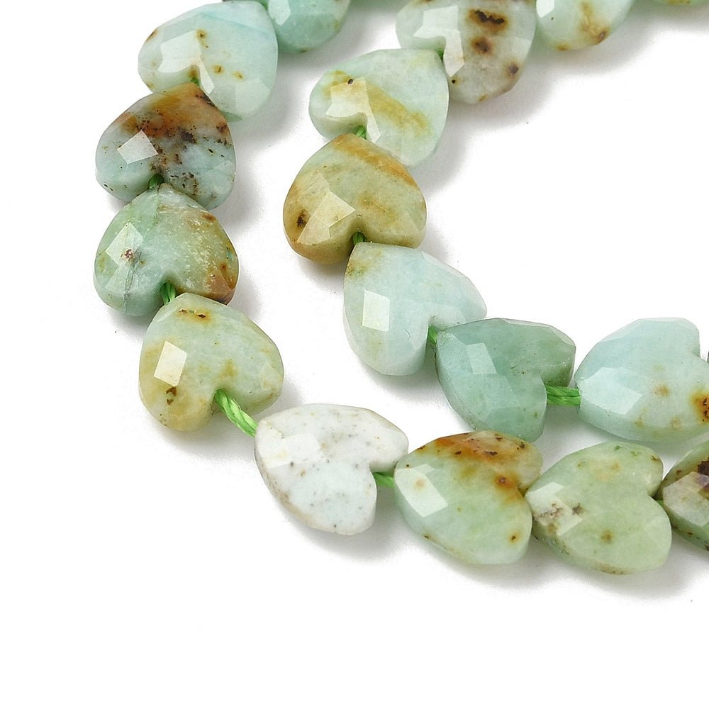 Grøn Opal Hjerter – Facetteret (8mm) - Uniq Perler - 117618