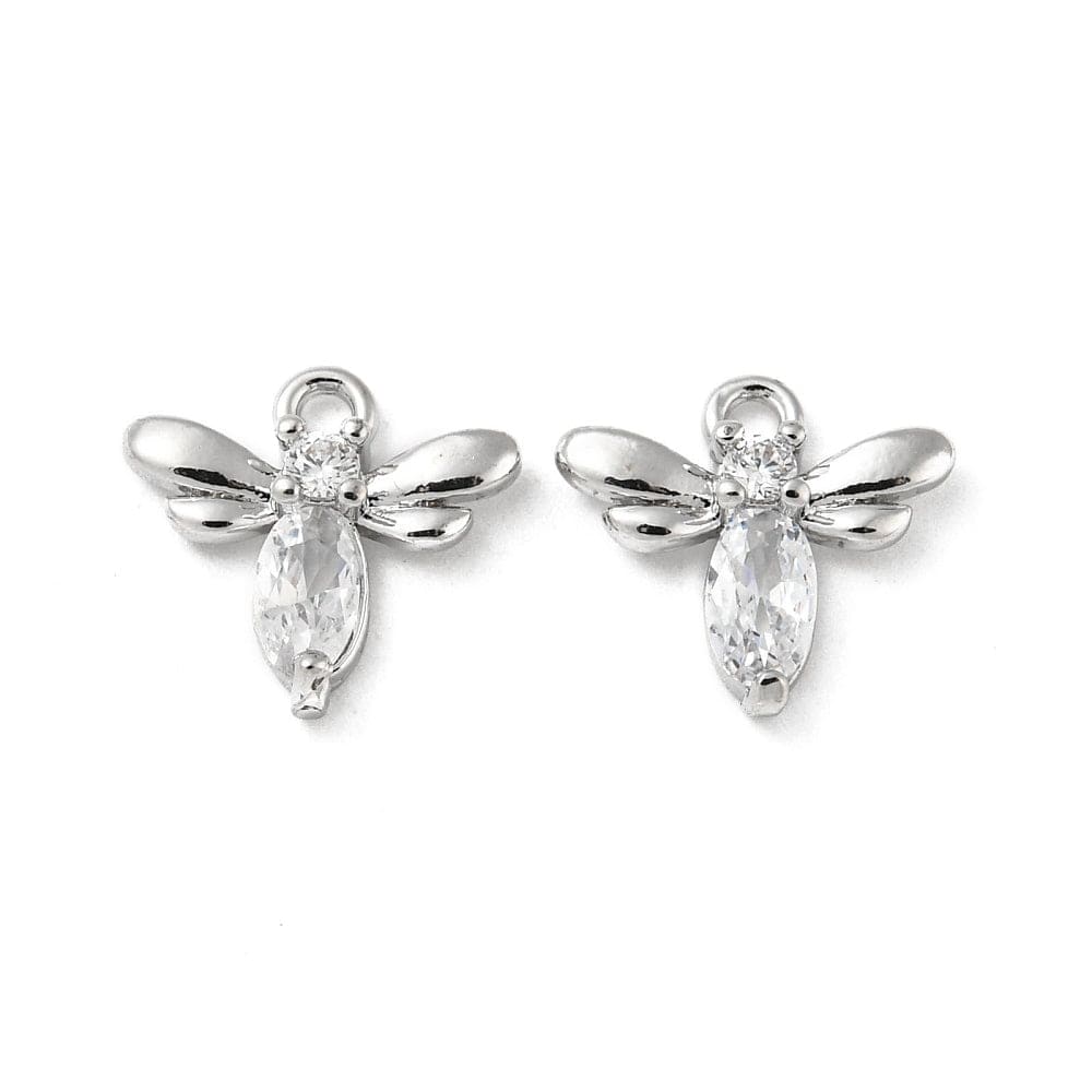 Guldsmed Vedhæng Med Zirkonia, Platinium, 10x11mm - Uniq Perler - 111997