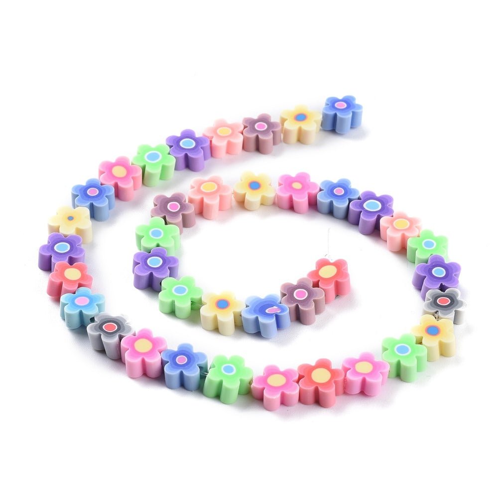 Håndlavede Blomster Polymer Ler Perler – Farve Mix (9,6x4mm) - Uniq Perler - 122312
