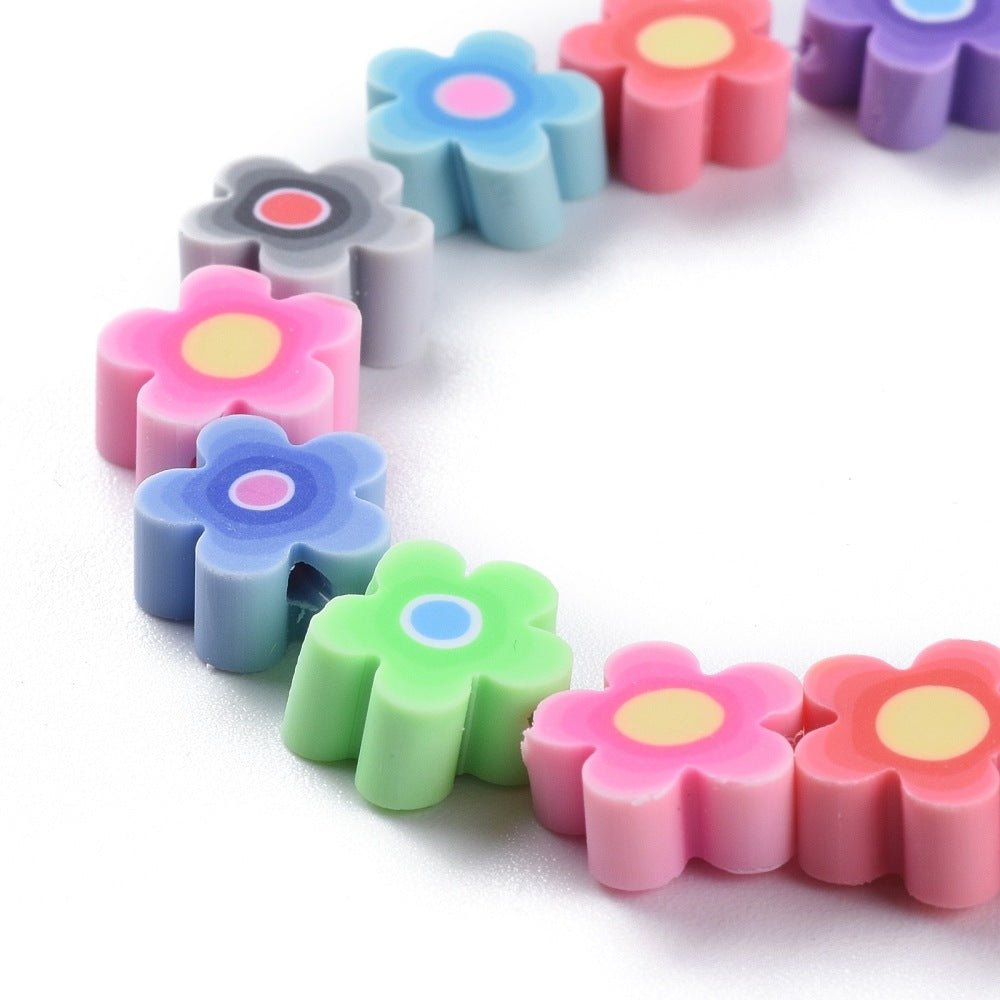 Håndlavede Blomster Polymer Ler Perler – Farve Mix (9,6x4mm) - Uniq Perler - 122312