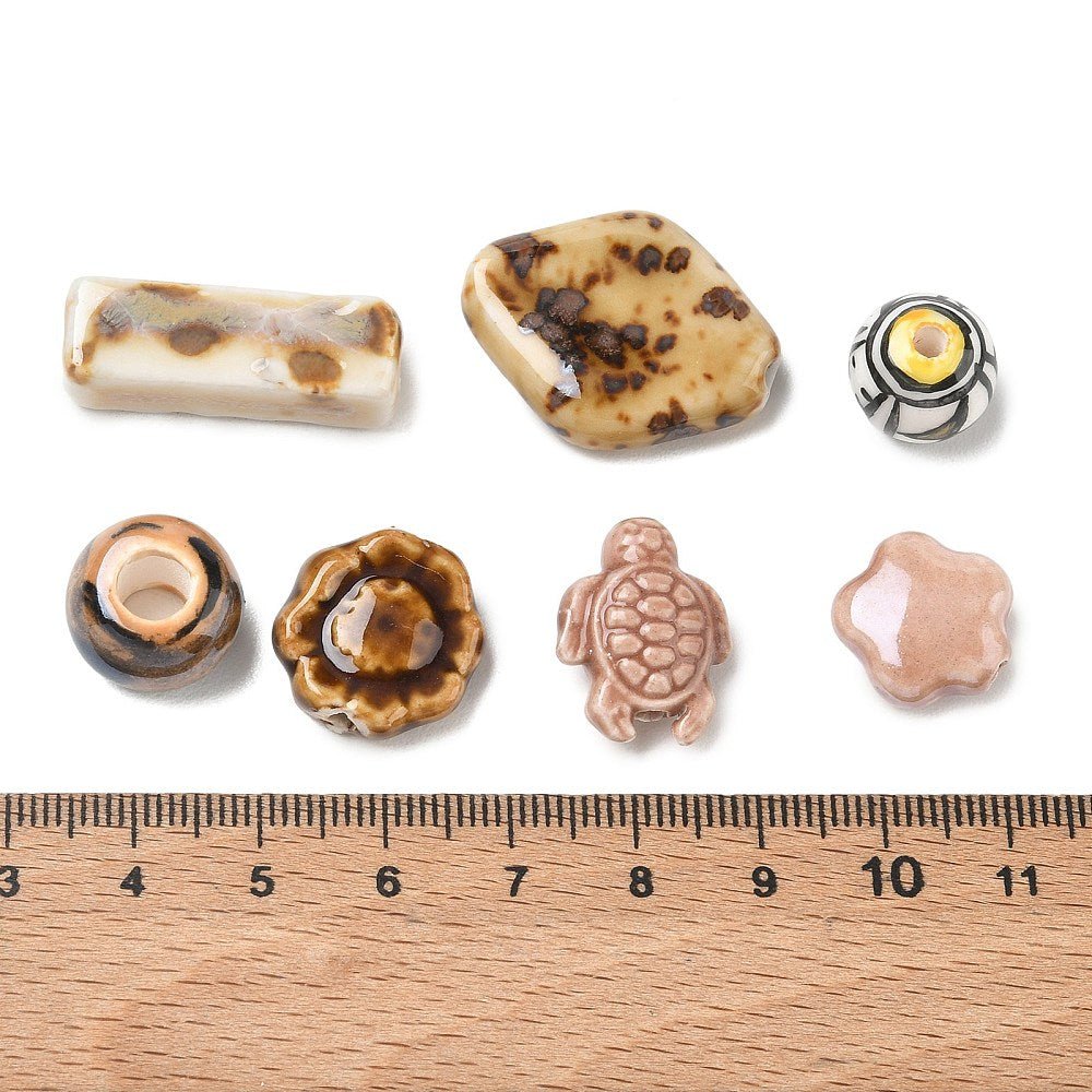 Håndlavede Porcelænsperler – Brun (27,5x21x16mm) 30gr - Uniq Perler - 124037