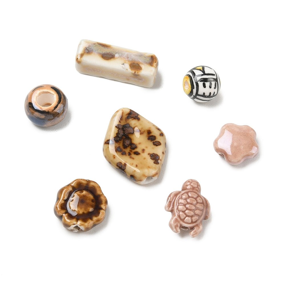 Håndlavede Porcelænsperler – Brun (27,5x21x16mm) 30gr - Uniq Perler - 124037