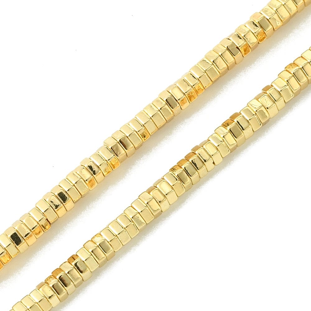 Hæmatit – Forgyldt, Heksagon (3x1mm) - Uniq Perler - 988894