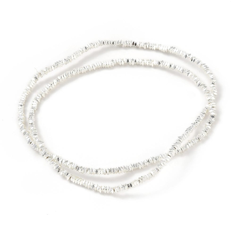 Hæmatit – Forsølvet, Kantet, Facetteret (2x2mm) - Uniq Perler - 14620