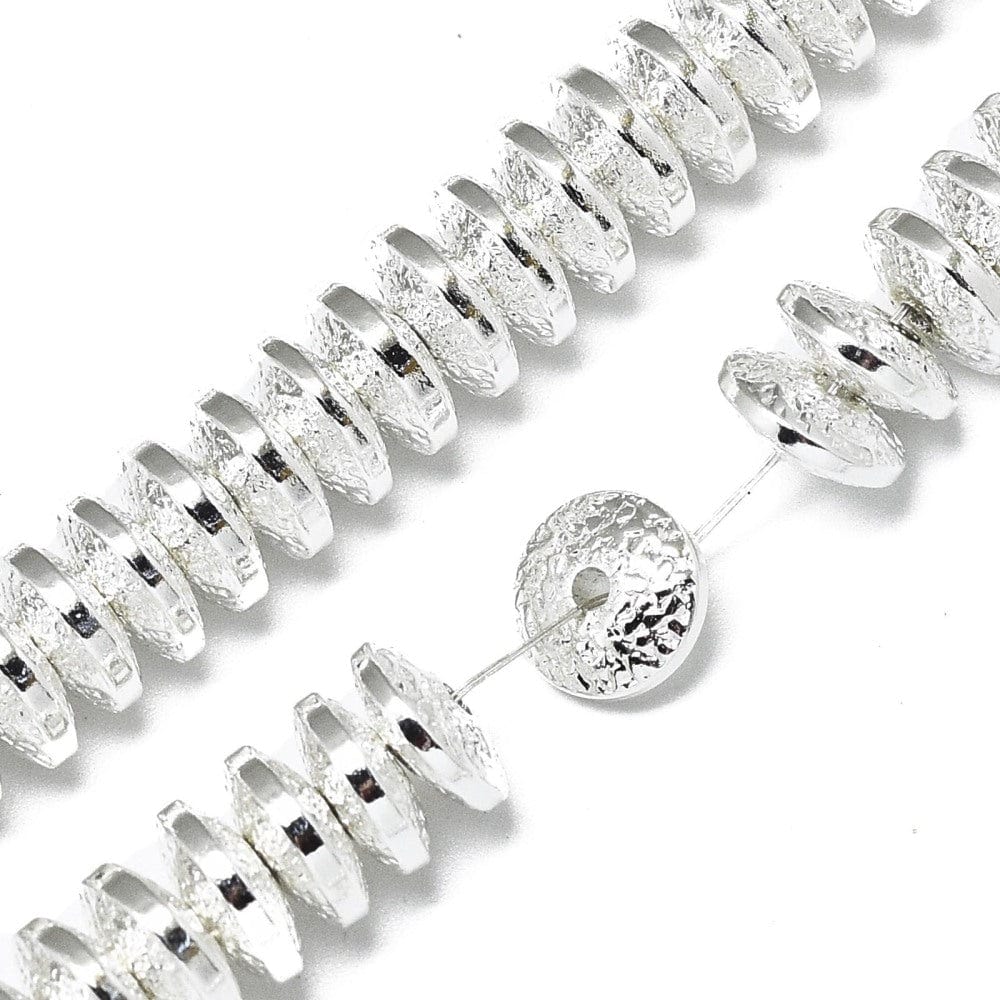 Hæmatit – Forsølvet Rondel (8x3mm) - Uniq Perler - 149046