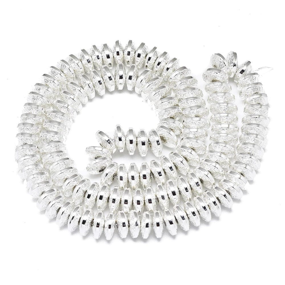 Hæmatit – Forsølvet Rondel (8x3mm) - Uniq Perler - 149046