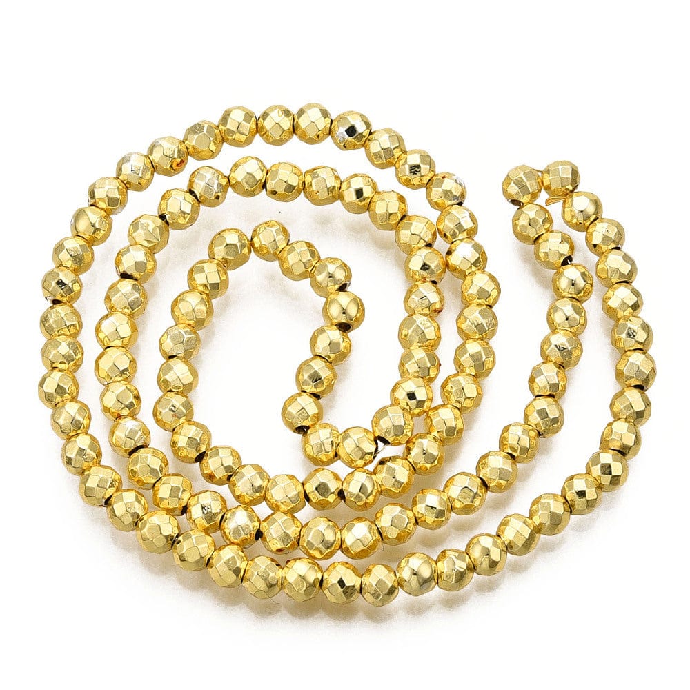 Hæmatit – Guld, Facetteret (4mm) - Uniq Perler - 04799421