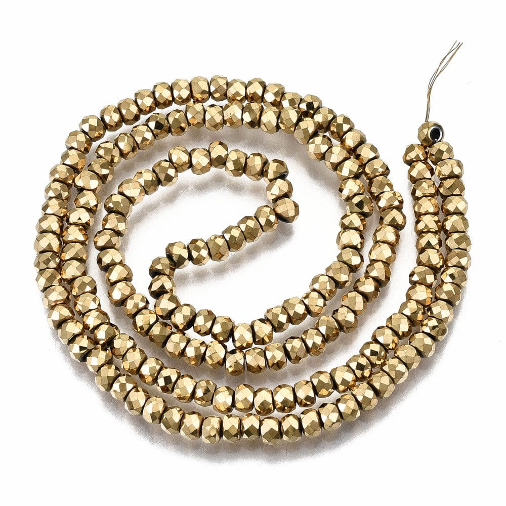 Hæmatit – Guld, Rondel (3x2mm) - Uniq Perler - 113020