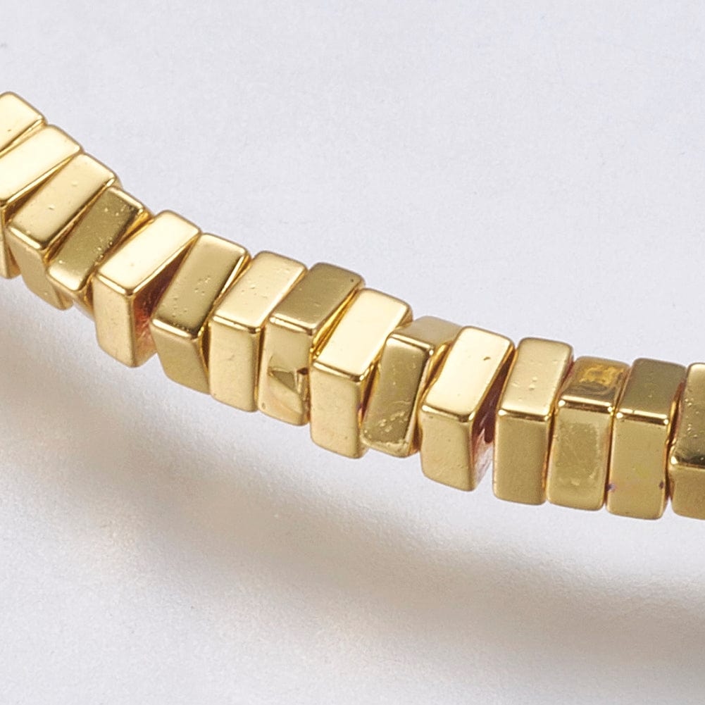 Hæmatit – Kantet, Forgyldt (2x2x1mm) - Uniq Perler - 111598