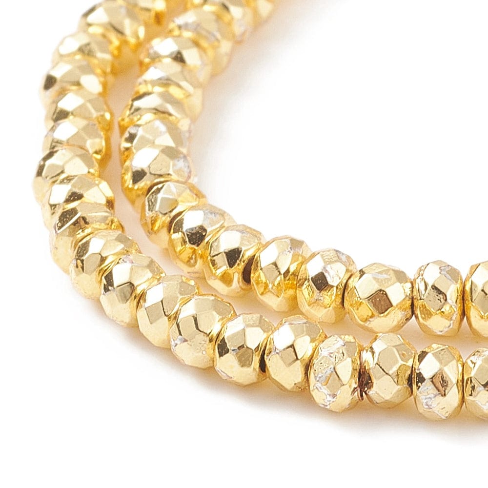 Hæmatit – Langtidsholdbar Forgyldning, Facetteret (3x2mm) - Uniq Perler - 111767