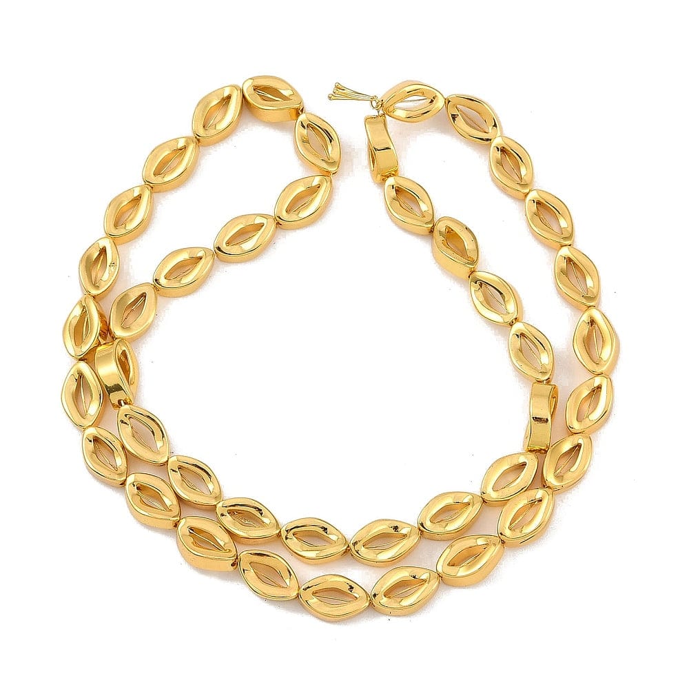 Hæmatit – Ovale Med Tvist, Forgyldt (10x6mm) - Uniq Perler - 113918