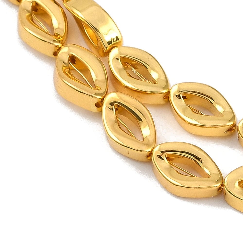 Hæmatit – Ovale Med Tvist, Forgyldt (10x6mm) - Uniq Perler - 113918