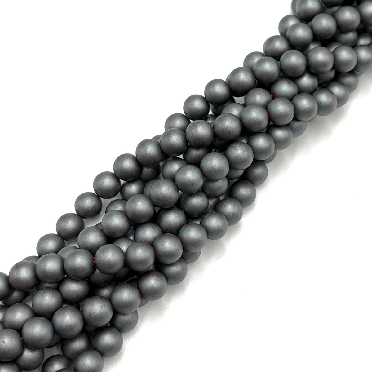Hæmatit Perler – Frostet, Runde (8mm) - Uniq Perler - 126050
