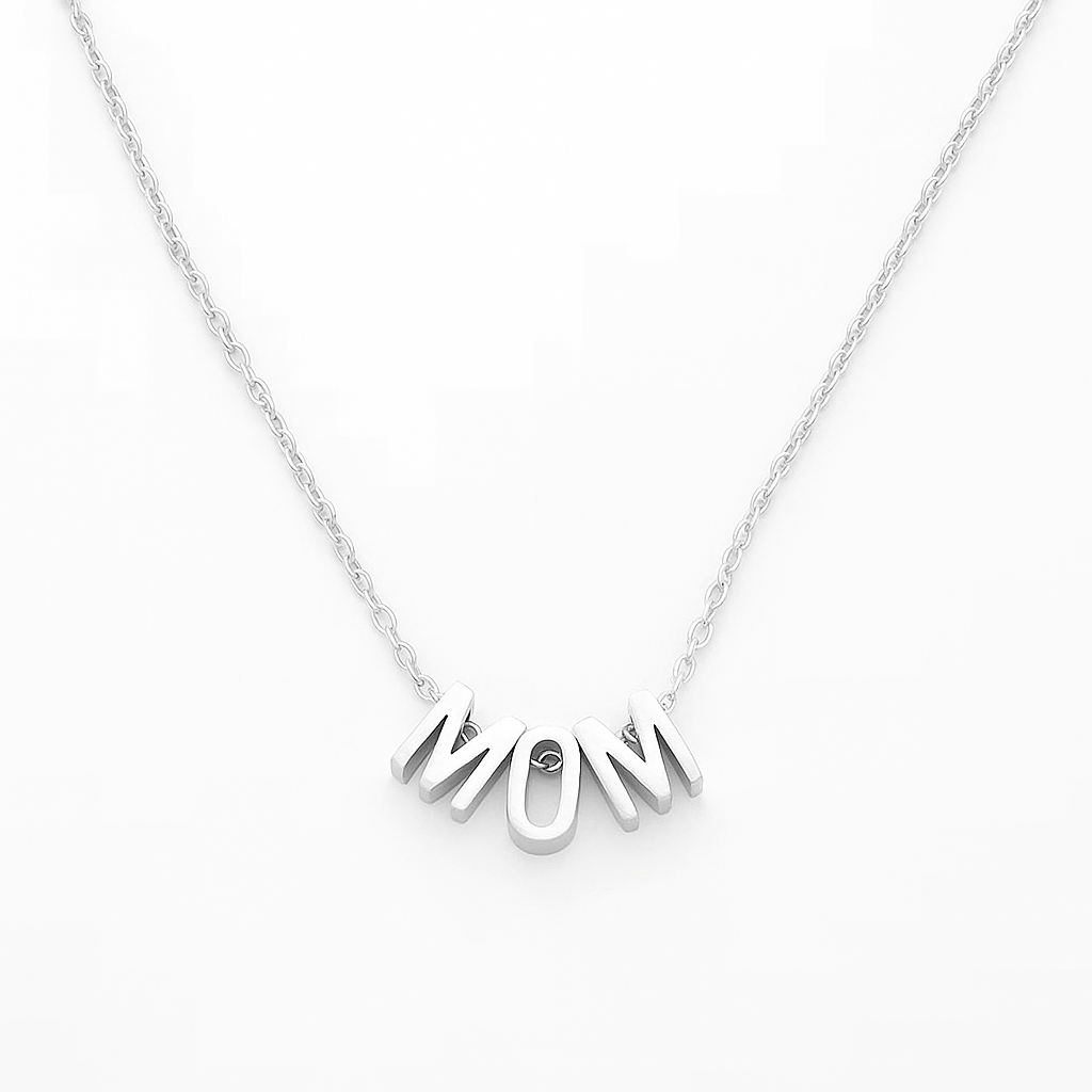 Halskæde Med MOM Vedhæng - Stål (45cm) - Uniq Perler - 20411