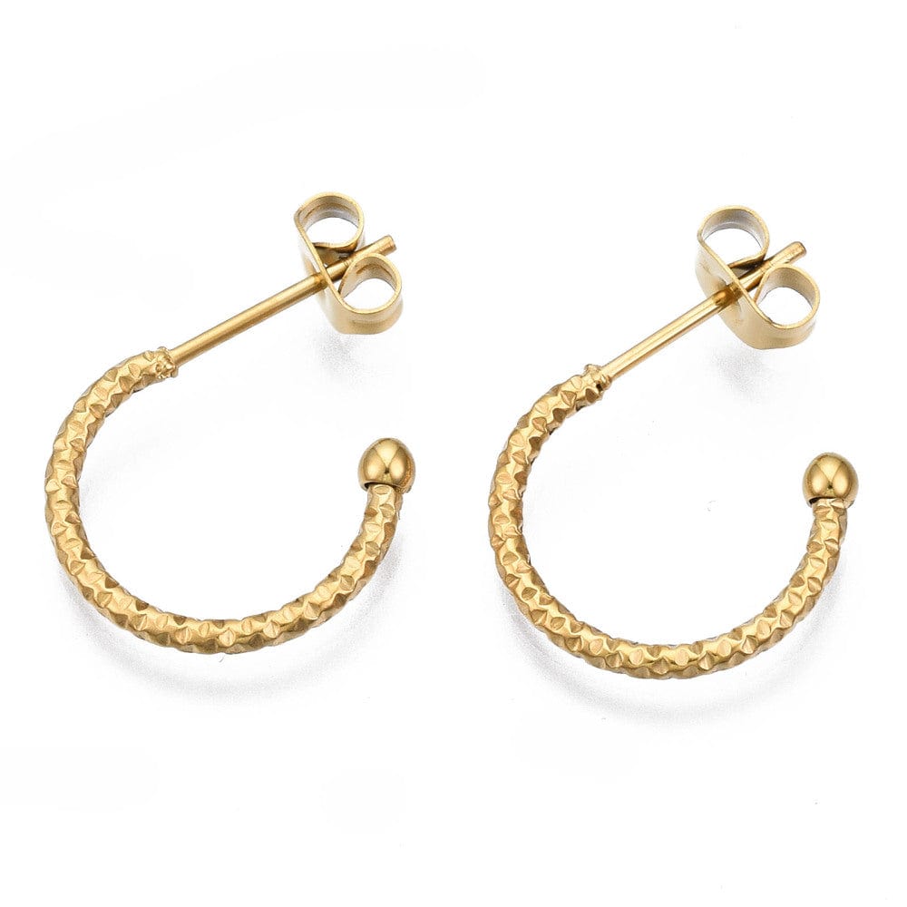 Halv Creoler Med Mønster - Forgyldt (15mm) - Uniq Perler - 628196