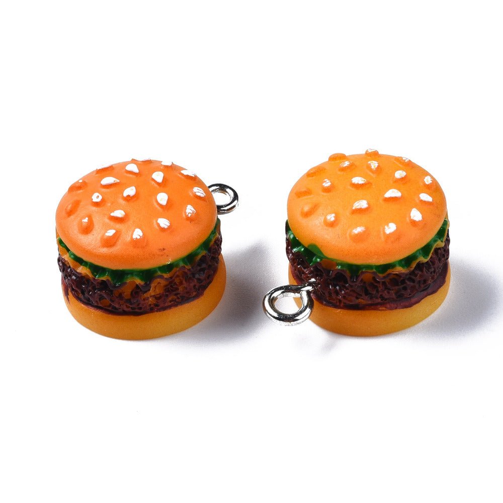 Hamburger Vedhæng – Resin Orange (20–21mm, 8 stk) - Uniq Perler - 117766