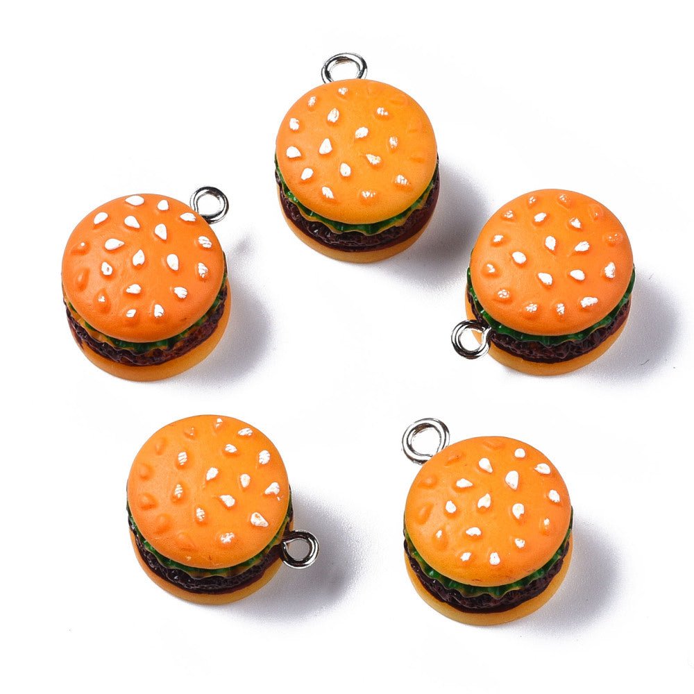 Hamburger Vedhæng – Resin Orange (20–21mm, 8 stk) - Uniq Perler - 117766