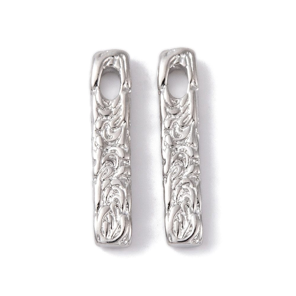 Hamret aflangt Vedhæng, str 23x4,5 mm, 2 stk. - Uniq Perler - 113181