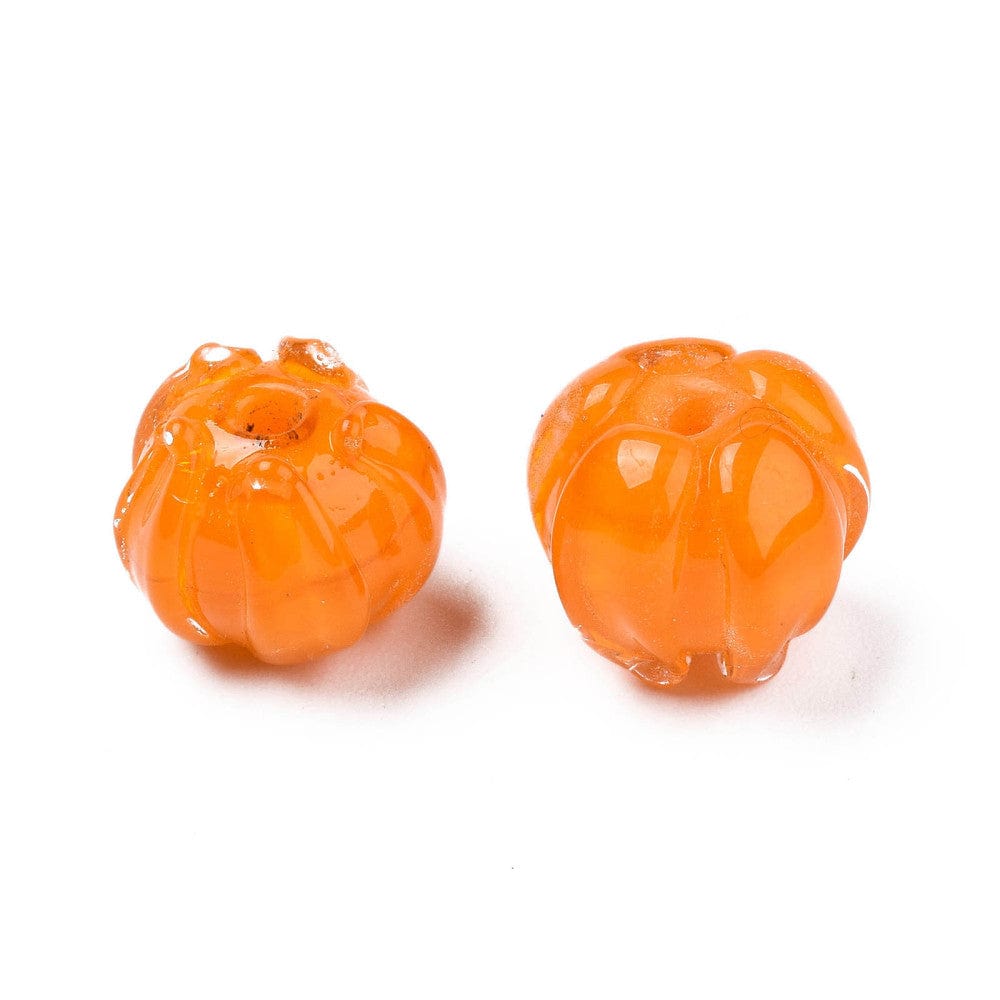 Håndlavede Blomster Glasperler, Orange, 10 - 11mm, 6 Stk - Uniq Perler - 112287