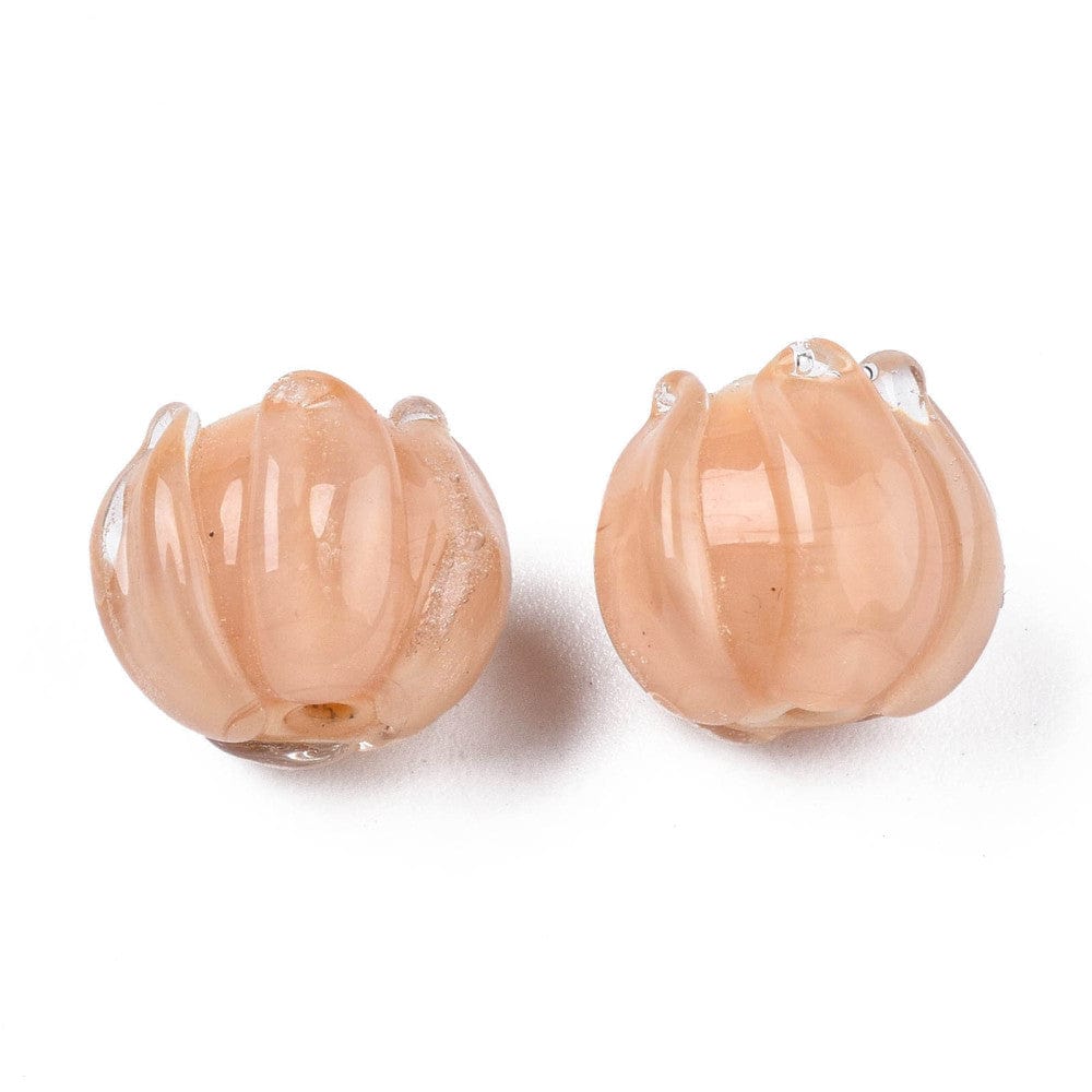 Håndlavede Blomster Glasperler, Sart Orange, (10 - 11mm, 6 Stk) - Uniq Perler - 1111489989