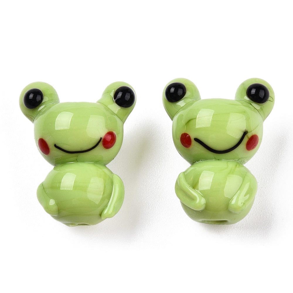 Håndlavede Frø Glasperler, Grøn, 4 Stk - Uniq Perler - 1111489992