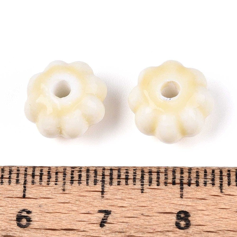 Håndlavede Græskar Porcelænsperler – Lemon Gul (11mm, 8 stk) - Uniq Perler - 115980