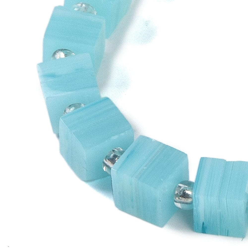 Håndlavede Kubeformet Glasperler - Blå (6x5,5mm) - Uniq Perler - 828842