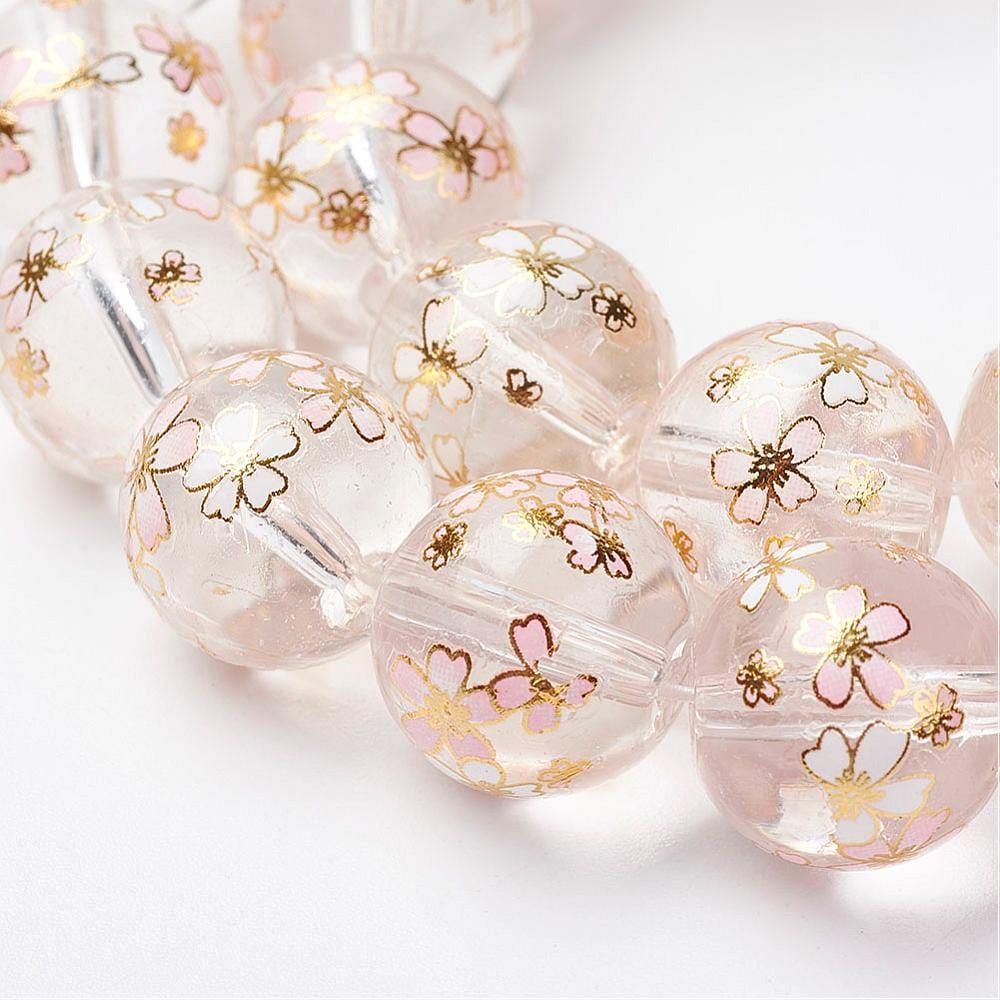 Håndlavede Lampwork Glasperler Med Blomster (11 - 12mm) 4 Stk - Uniq Perler - 114769