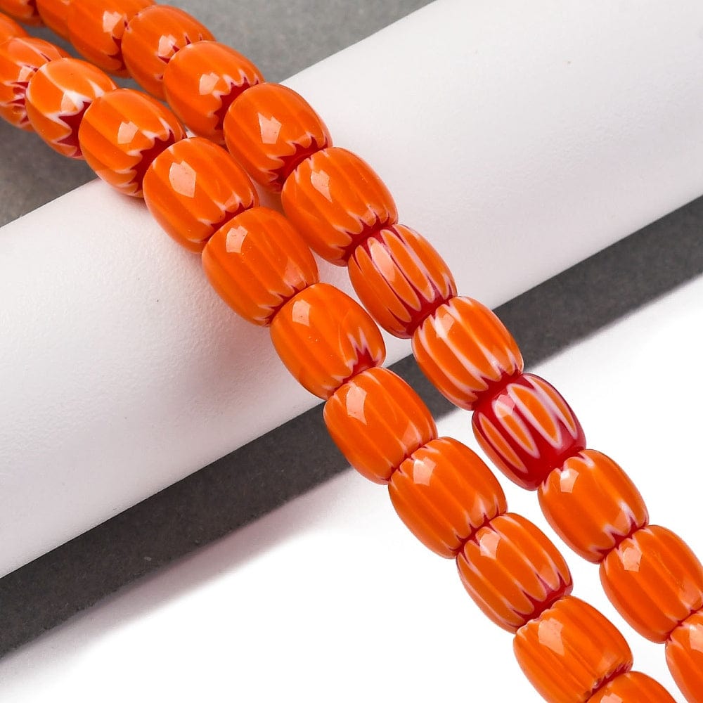 Håndlavede Lampwork Glasperler, Orange, (8mm) - Uniq Perler - 906096
