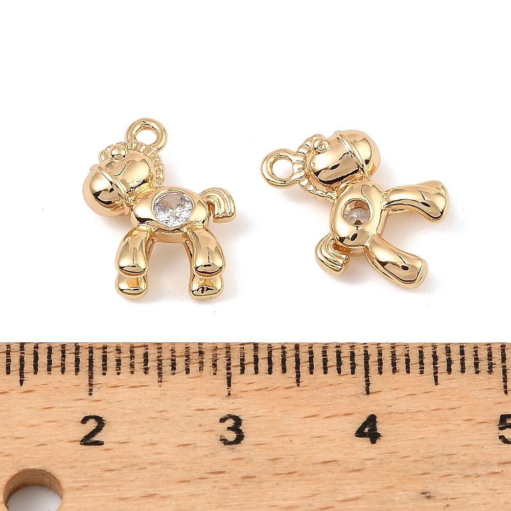 Hest, Klare zirkonia sten, 18K Guldbelagt (11.5x14x5mm) - Uniq Perler -