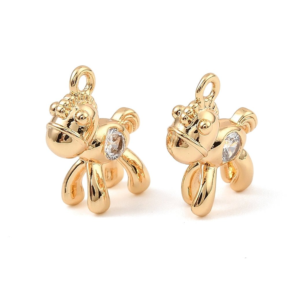 Hest, Klare zirkonia sten, 18K Guldbelagt (11.5x14x5mm) - Uniq Perler -