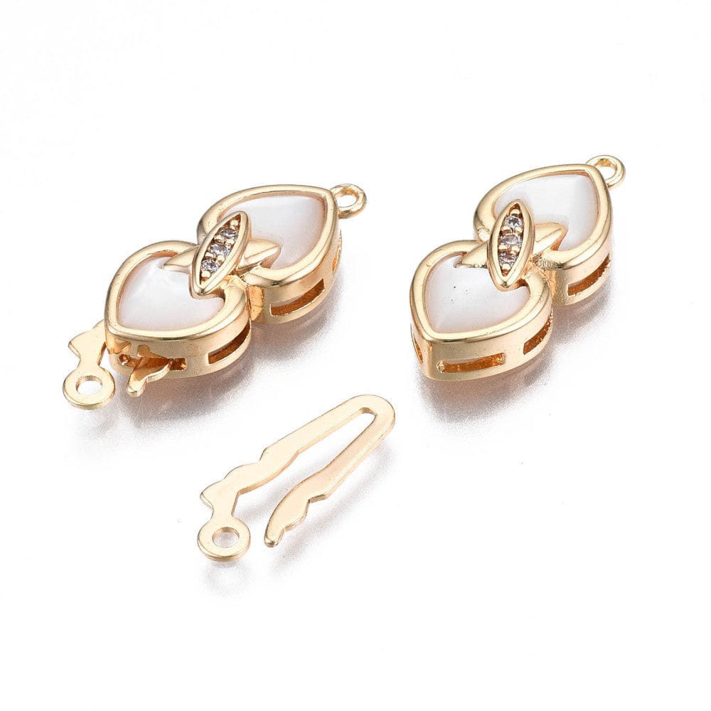 Hjerte Box Lås Med Split, 18K Forgyldt, 21,5x8x4,5mm - Uniq Perler - 0000014637