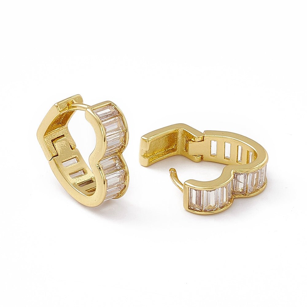 Hjerte Creol Øreringe med Klar Zirkonia – 18 Karat Forgyldt (15mm) - Uniq Perler -